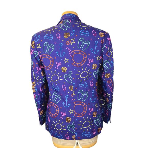 OppoSuits Mens US42 Beach Party Neon Print Blazer Jacket EU52 Summer Novelty AOP - Picture 4 of 16